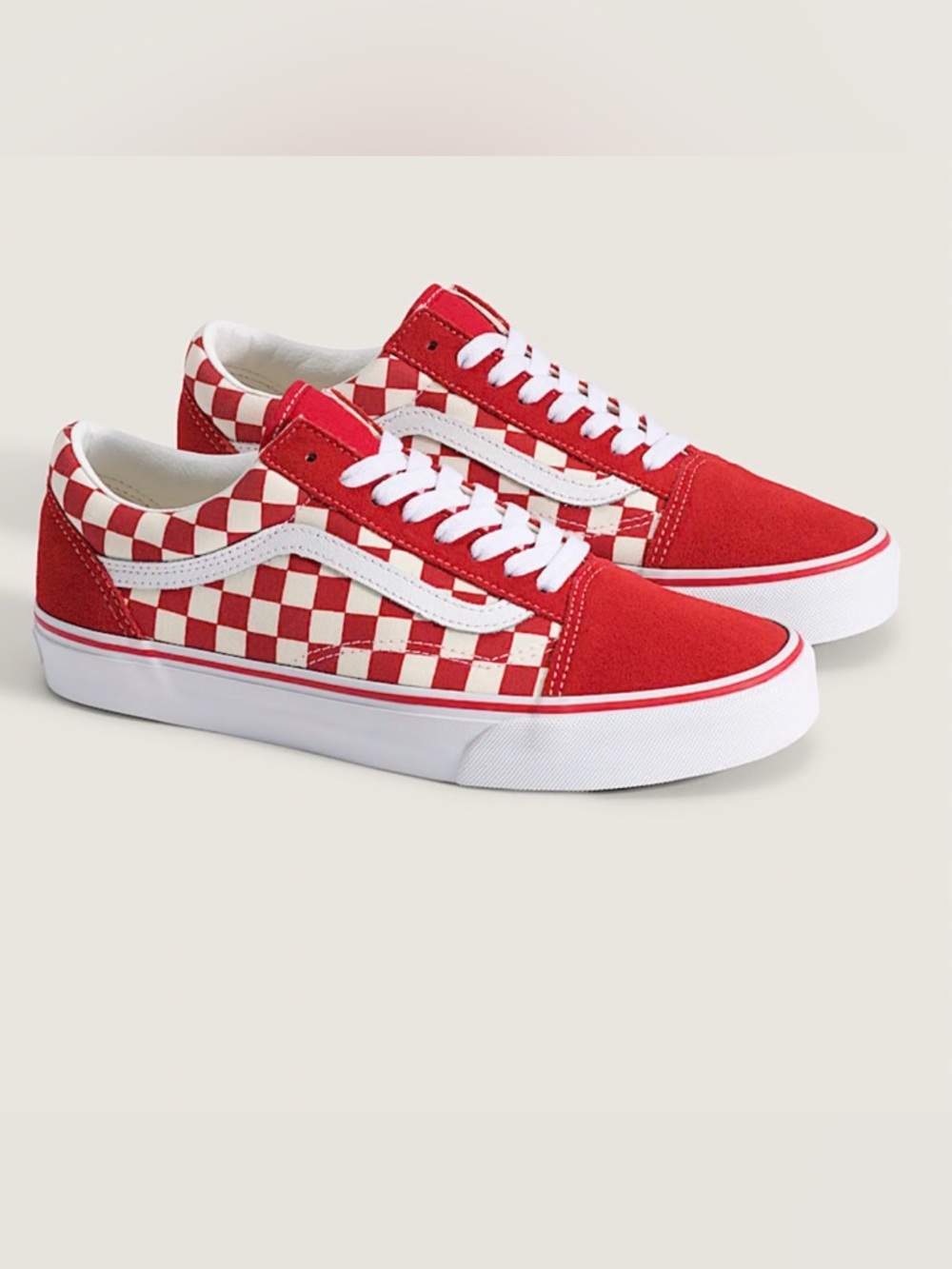 Vans Old Skool Checkerboard Shoe Racing Red / White